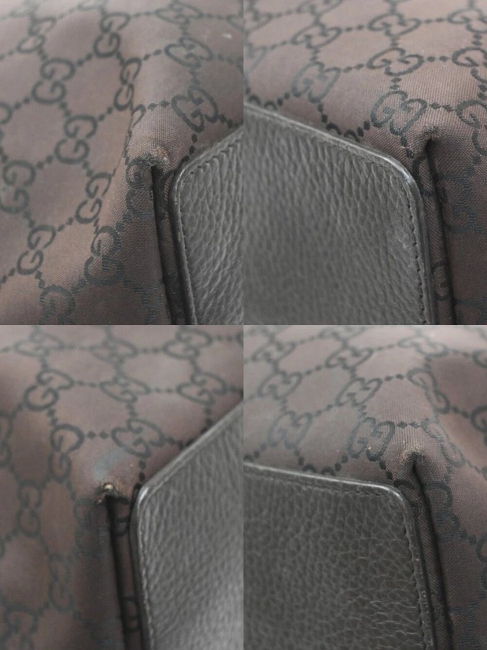GUCCI Logo GG Pattern​ Shoulder Tote Bag Nylon Leather Brown SHW Italy 61KD552 - Picture 7 of 16